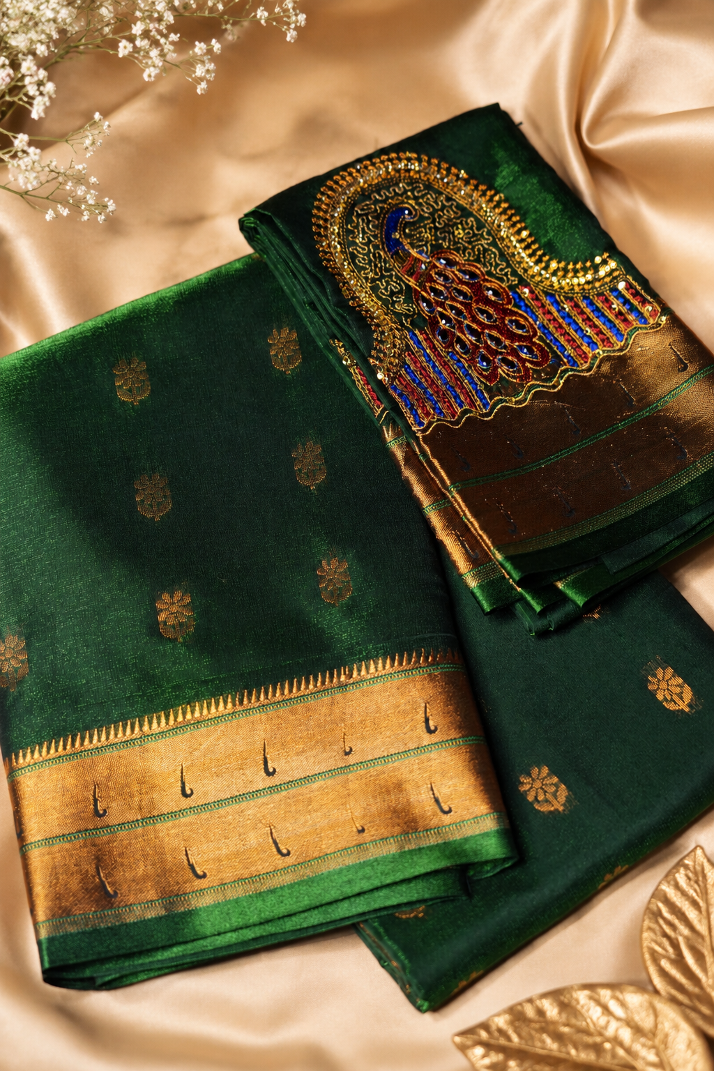 Vanavani - Emerald Green Saree