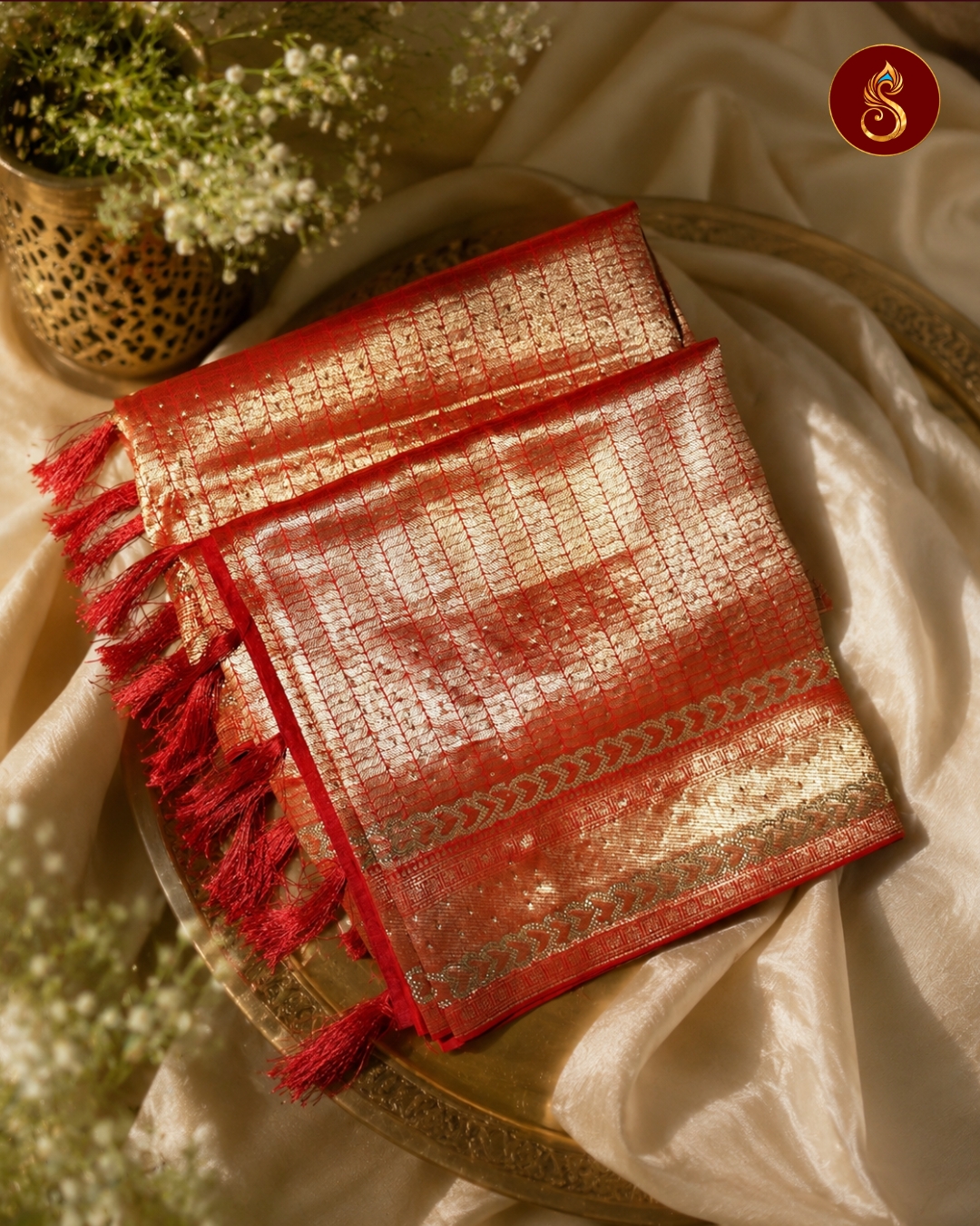 Archisha – Copper Glow Shimmer Saree