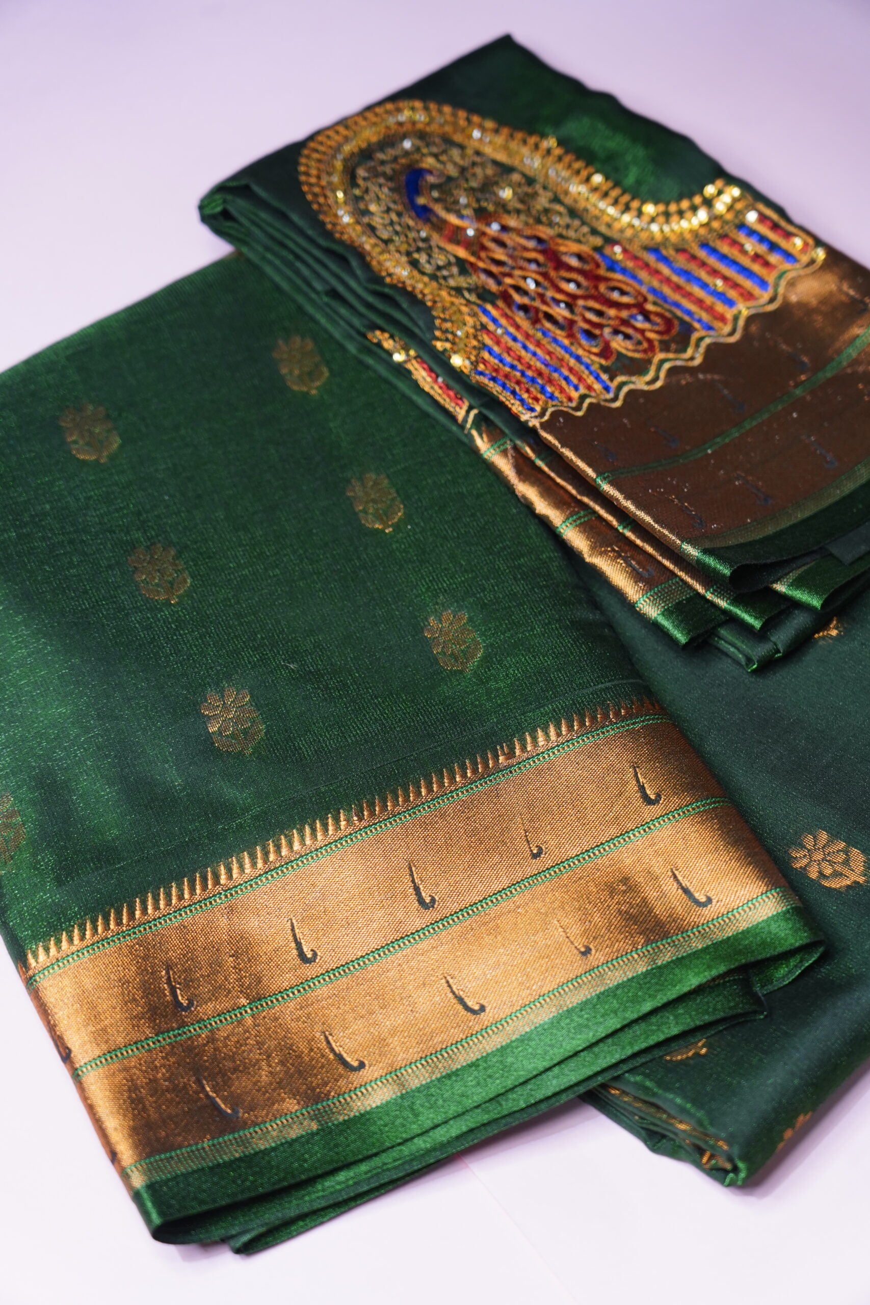 Vanavani - Emerald Green Saree - Image 4