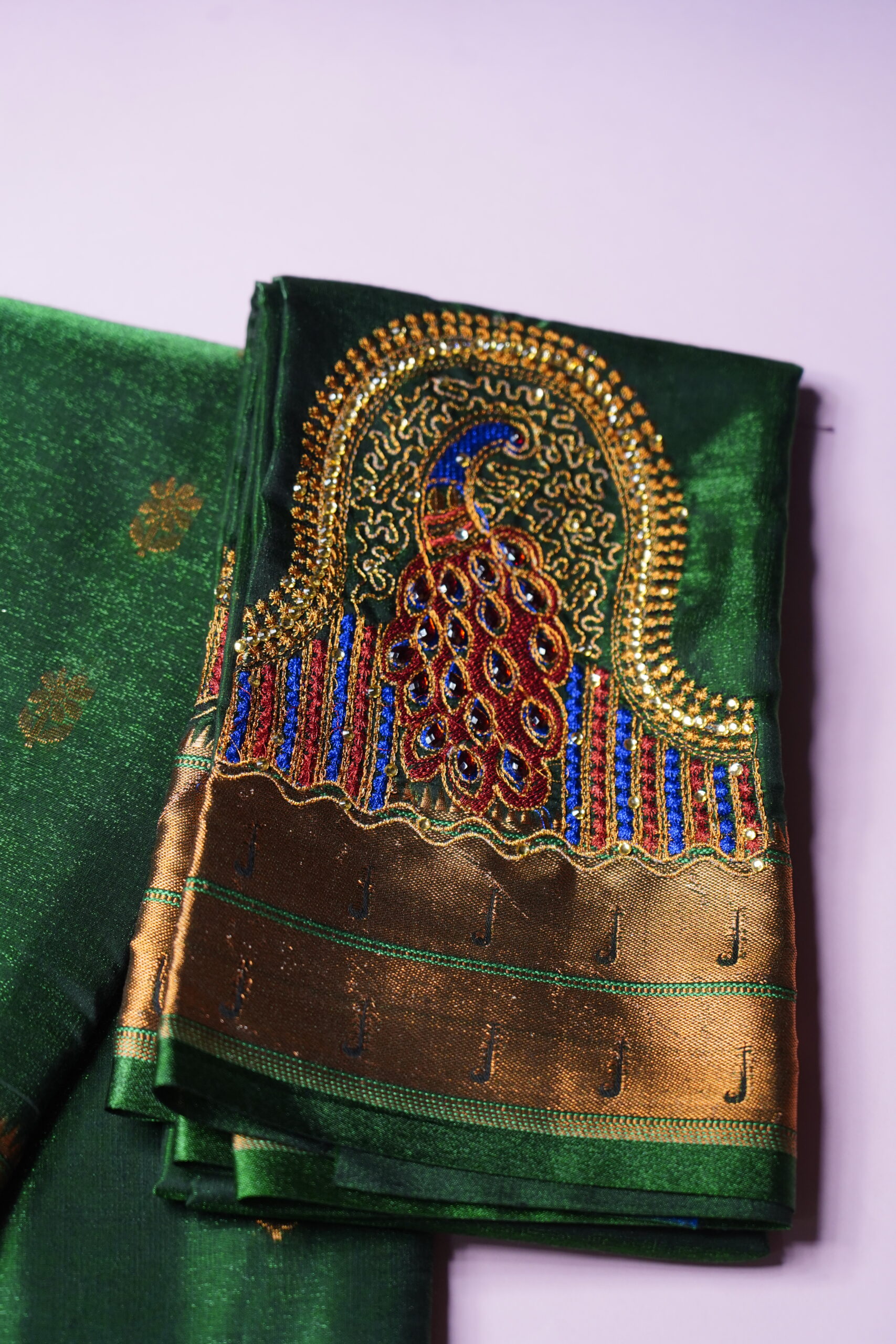 Vanavani - Emerald Green Saree - Image 5