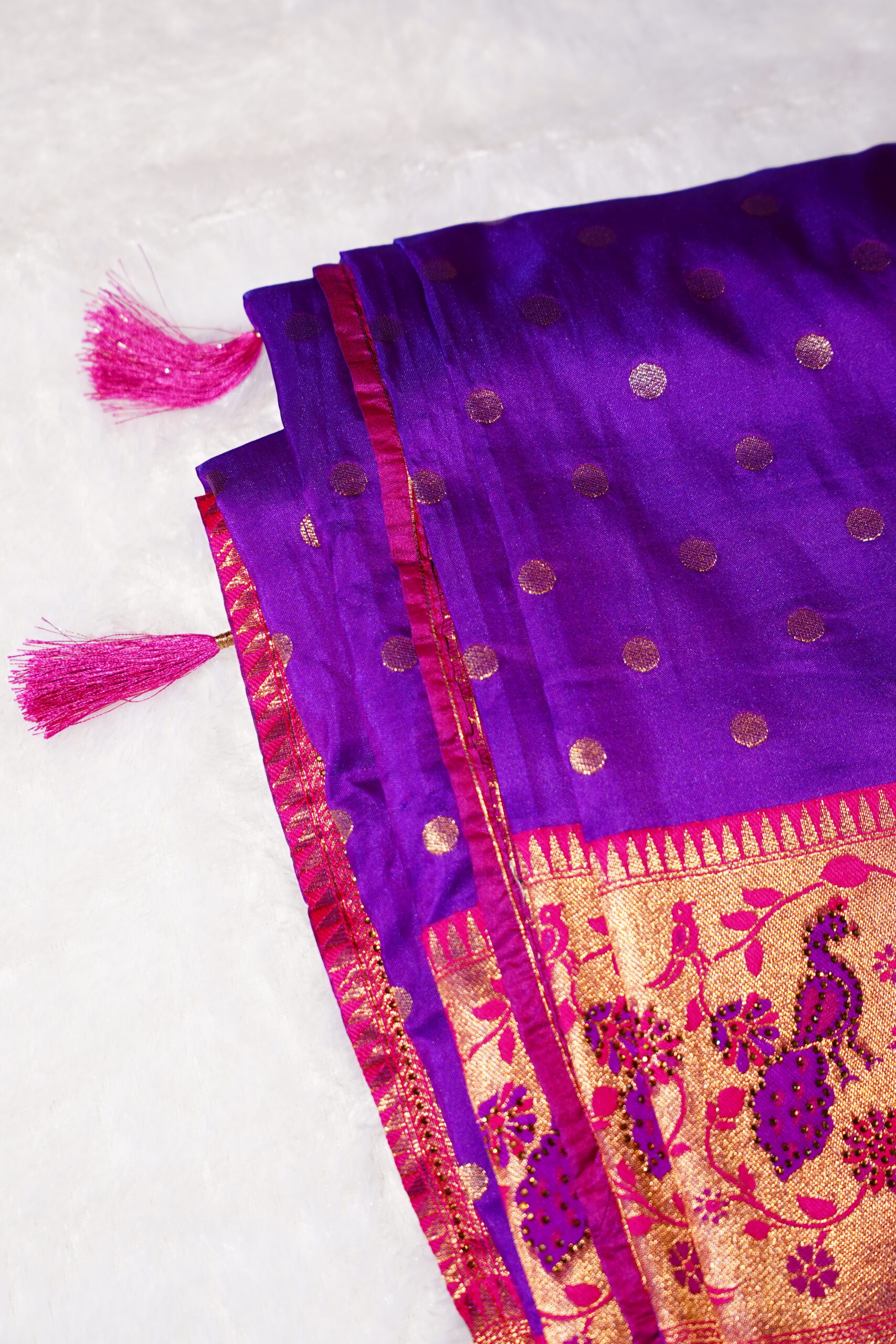 Arya – Royal Purple Banarasi Silk Saree - Image 7