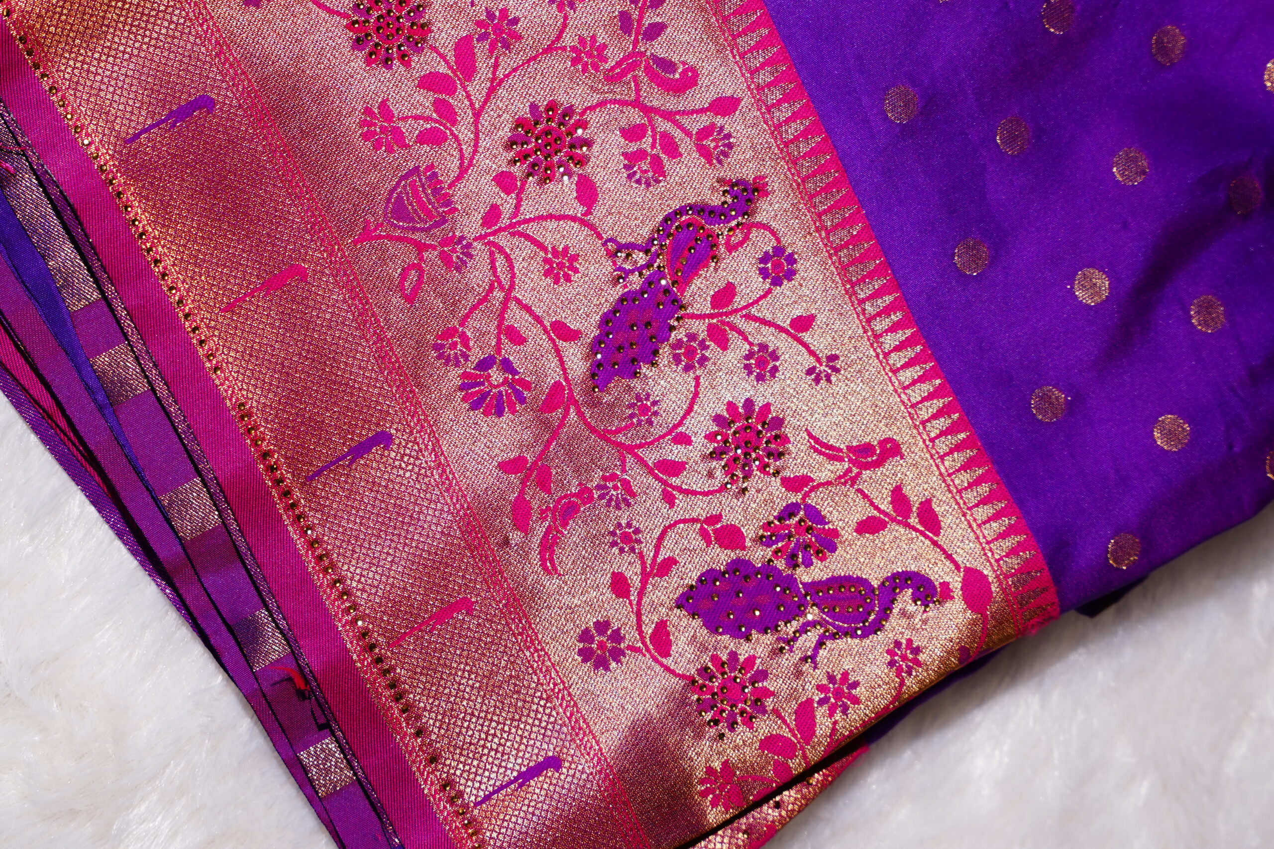 Arya – Royal Purple Banarasi Silk Saree - Image 4