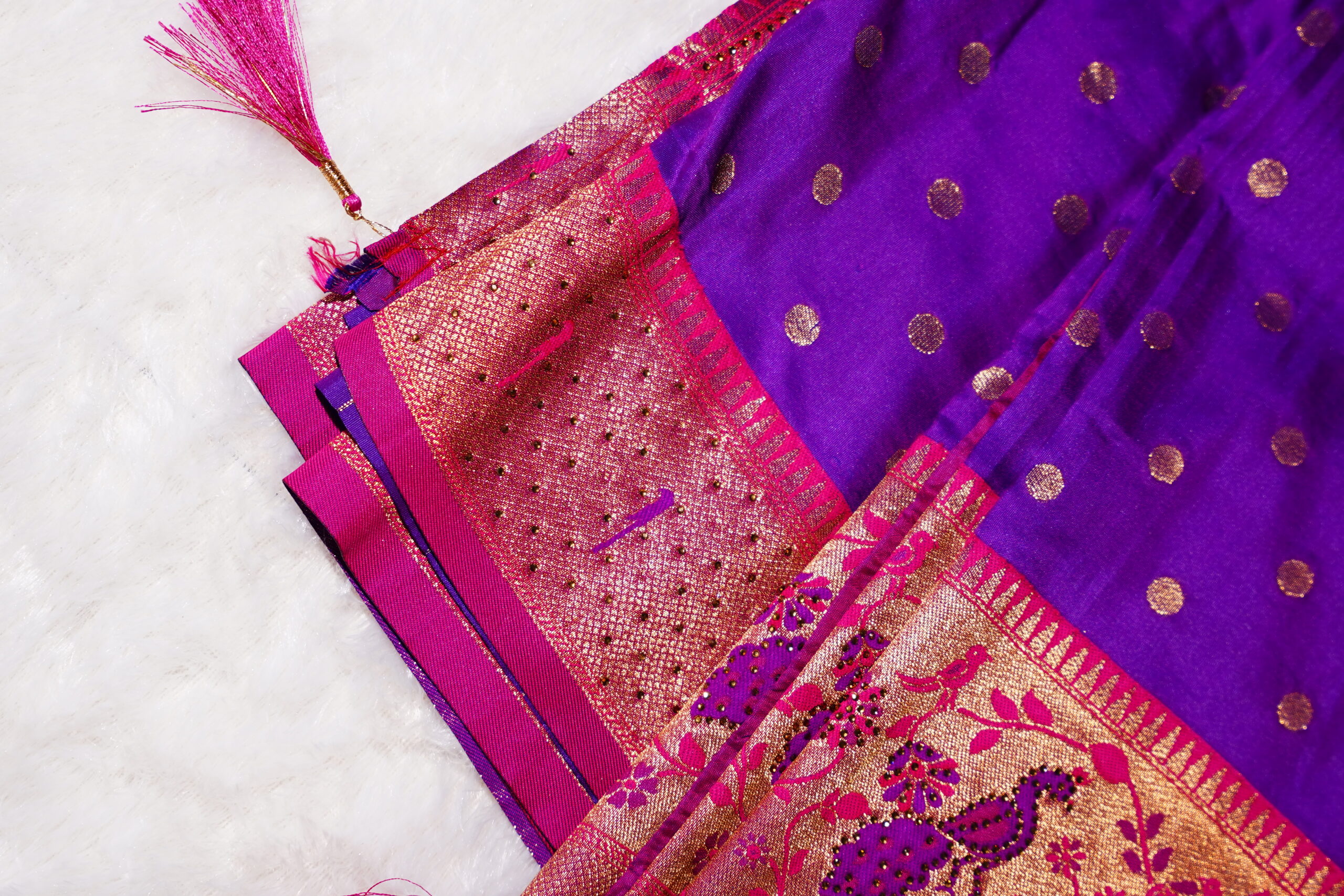 Arya – Royal Purple Banarasi Silk Saree - Image 5