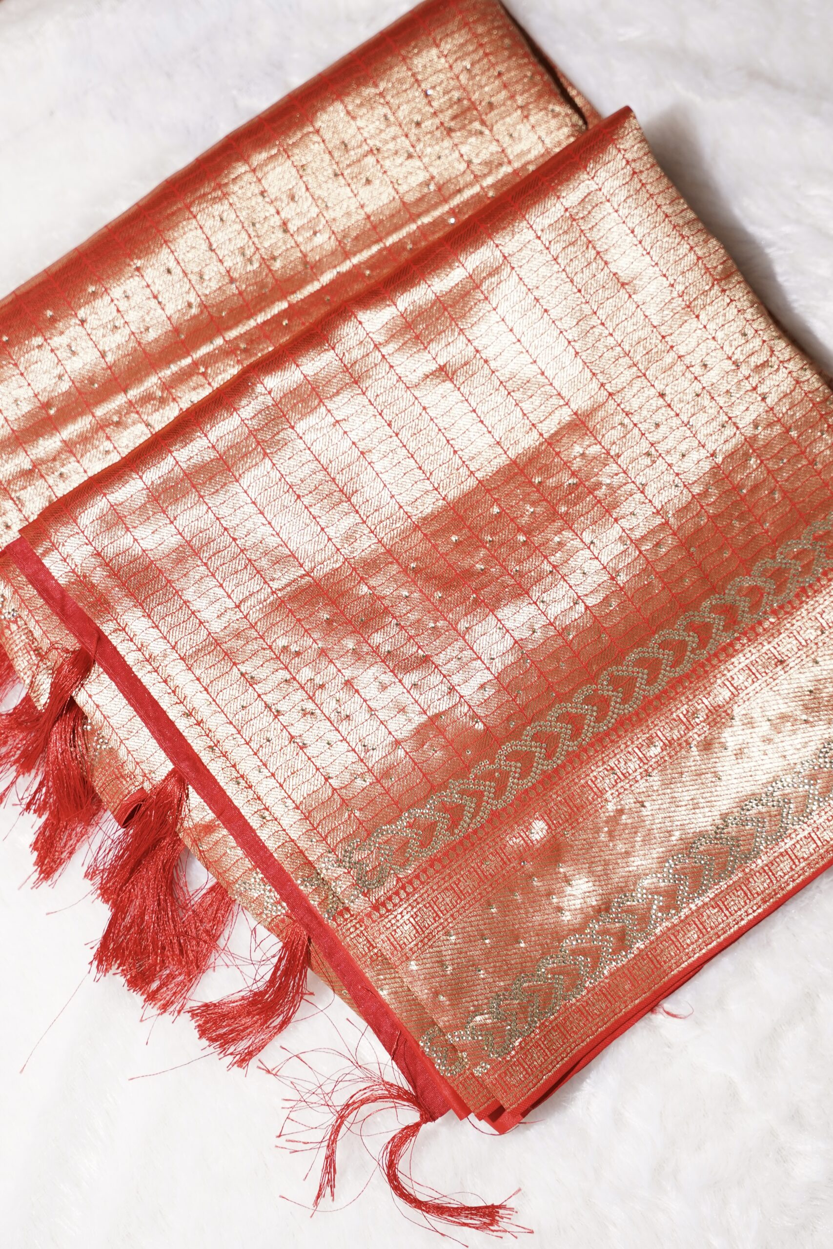 Archisha – Copper Glow Shimmer Saree - Image 3
