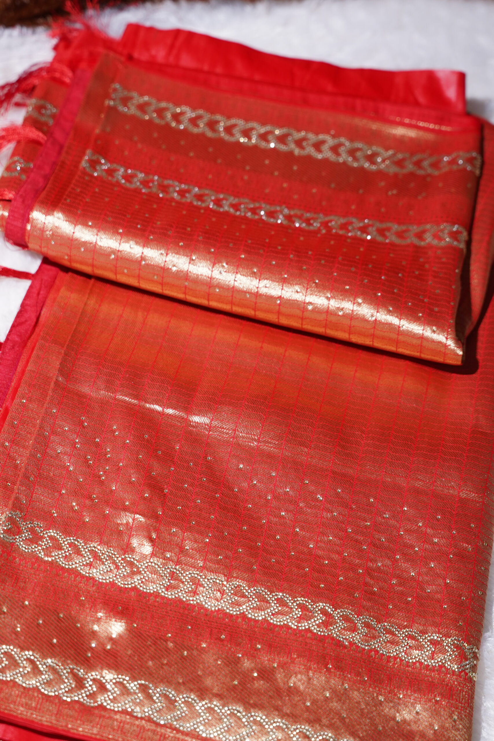 Archisha – Copper Glow Shimmer Saree - Image 4