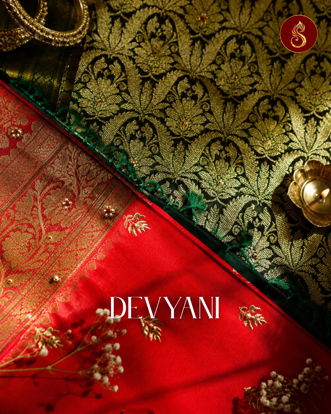 Devyani – Ruby Emerald Festive Saree - Image 2