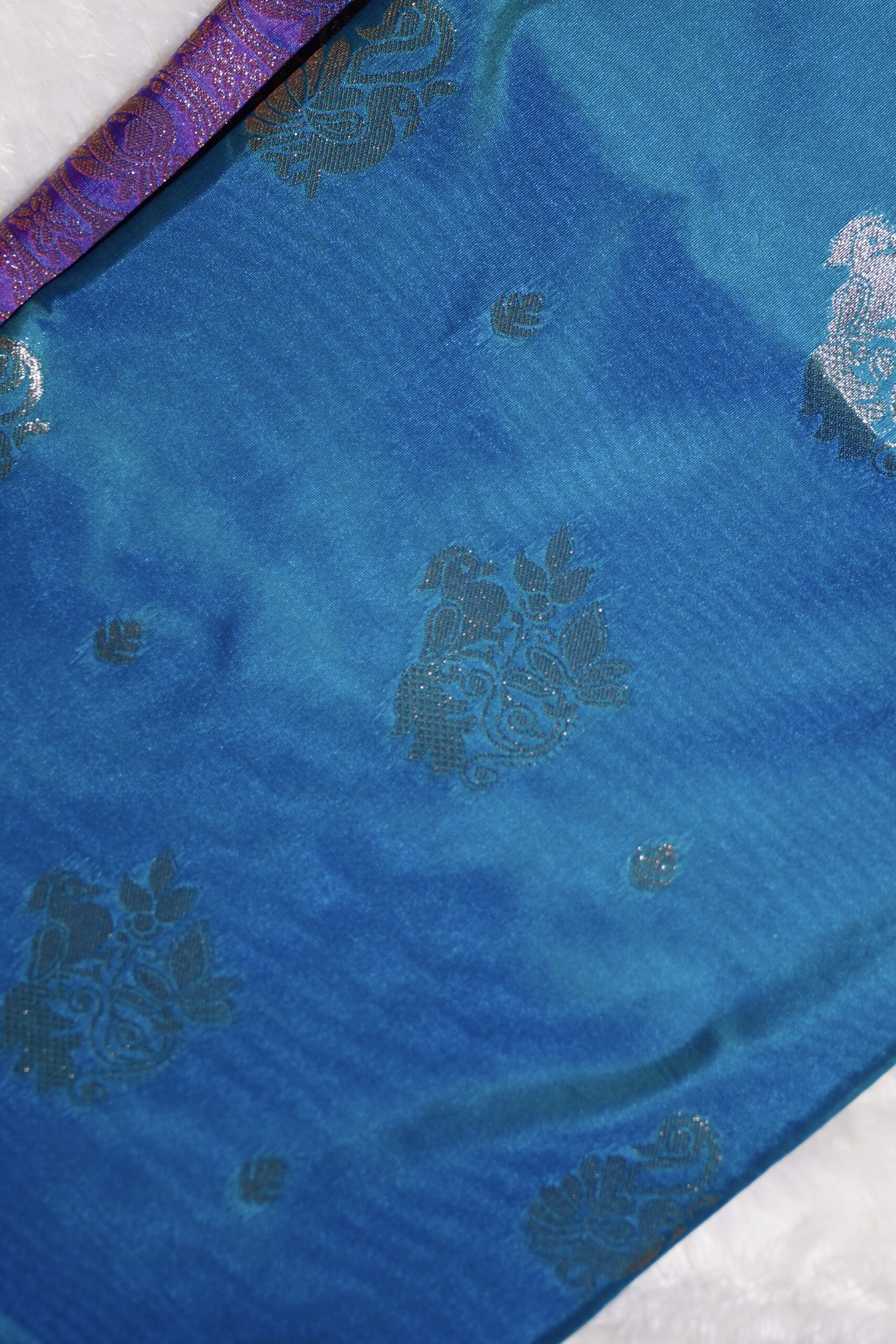 Rajragi – Dual-Tone Blue & Purple Woven Saree - Image 4